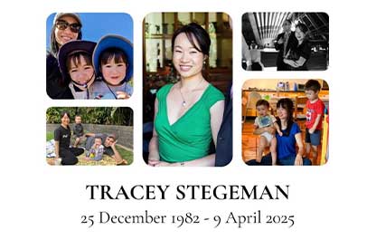 A series of photos of Tracey Stegeman and her family.